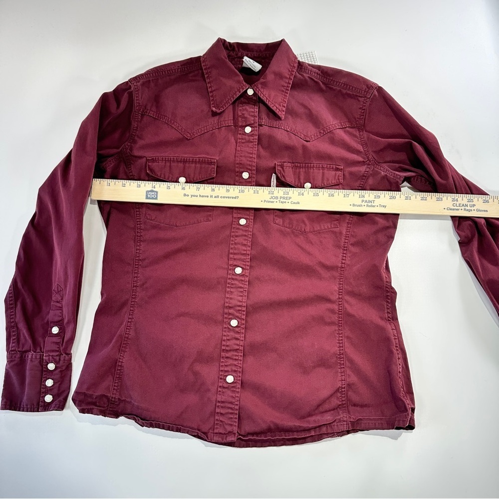 Carhartt western pearl snap shirt cotton workwear burgundy regular M - Picture 10 of 11